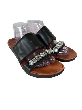 FitFlop Delta Black Slide Sandals Crystal Comfort Casual Summer Travel Shoes 11